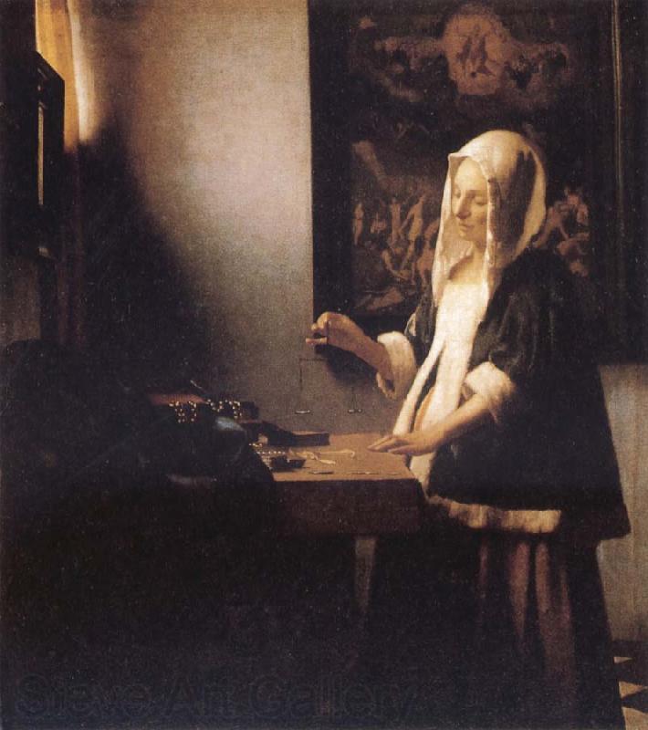 Jan Vermeer Woman Holding a Balance Norge oil painting art